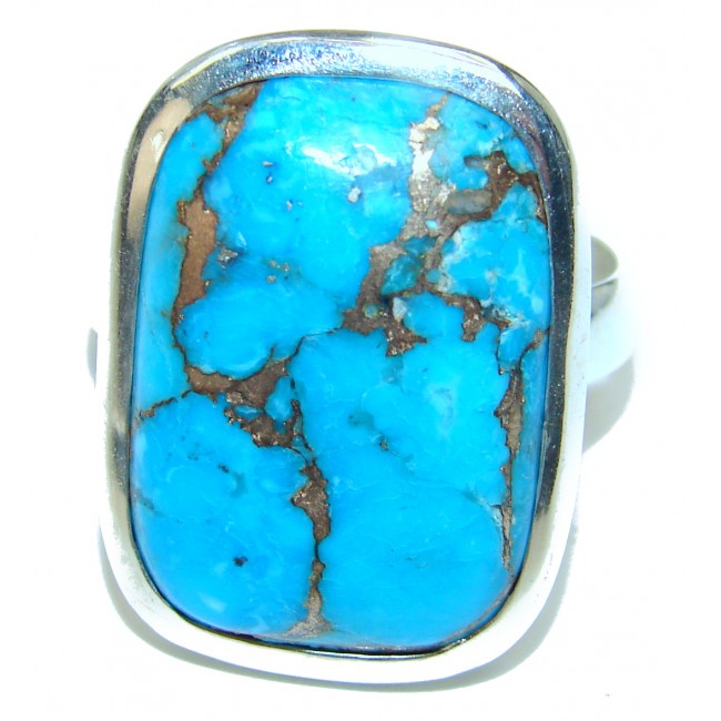 Copper Turquoise .925 Sterling Silver ring; s. 8 1/2