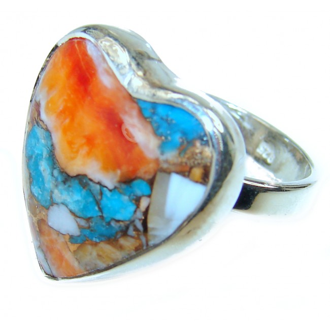 My Heart Oyster Turquoise .925 Sterling Silver handcrafted ring; s. 7 adjustable