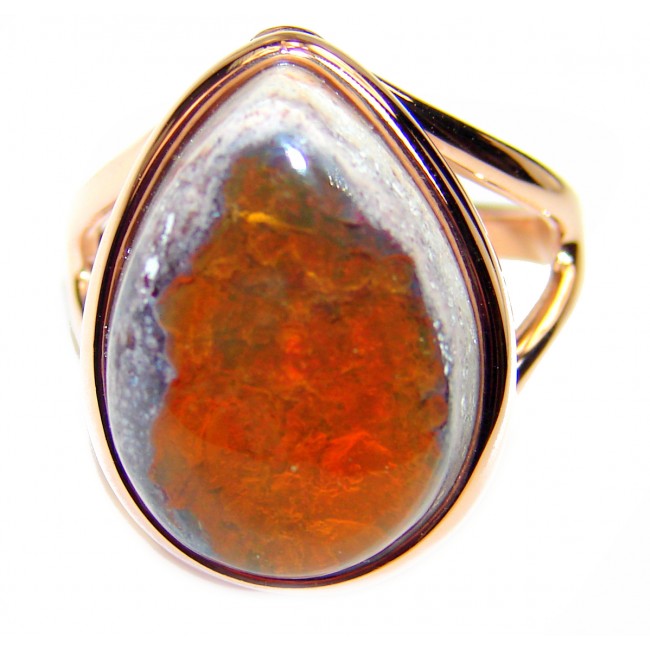Mexican Opal 18K Gold over .925 Sterling Silver handcrafted Ring size 8