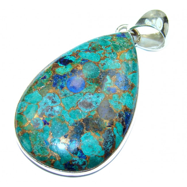 Great Beauty Copper Azurite .925 Sterling Silver handcrafted Pendant