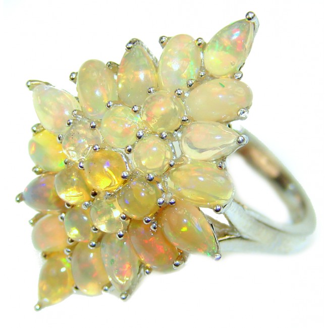 A MAGICAL INSPIRATION Authentic Ethiopian Opal .925 Sterling Silver handmade Ring s. 8 1/4