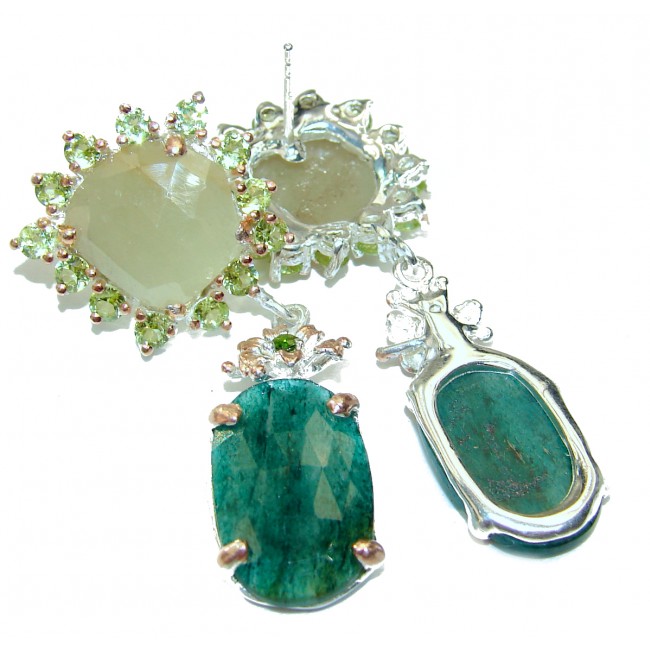 Green Island authentic Aventurine .925 Sterling Silver earrings