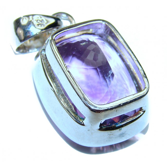 Purple Queen 62.3carats authentic Amethyst Silver handcrafted pendant