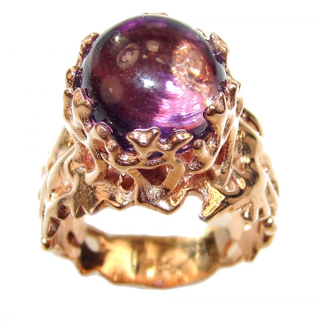 Purple Reef Amethyst Rose Gold over .925 Sterling Silver Ring size 8