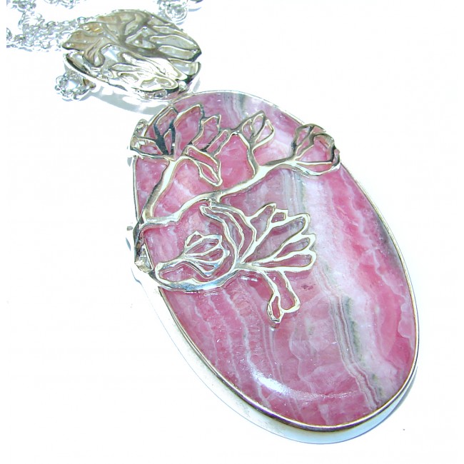 Natural Beauty Argentinian Rhodochrosite .925 Sterling Silver handmade necklace