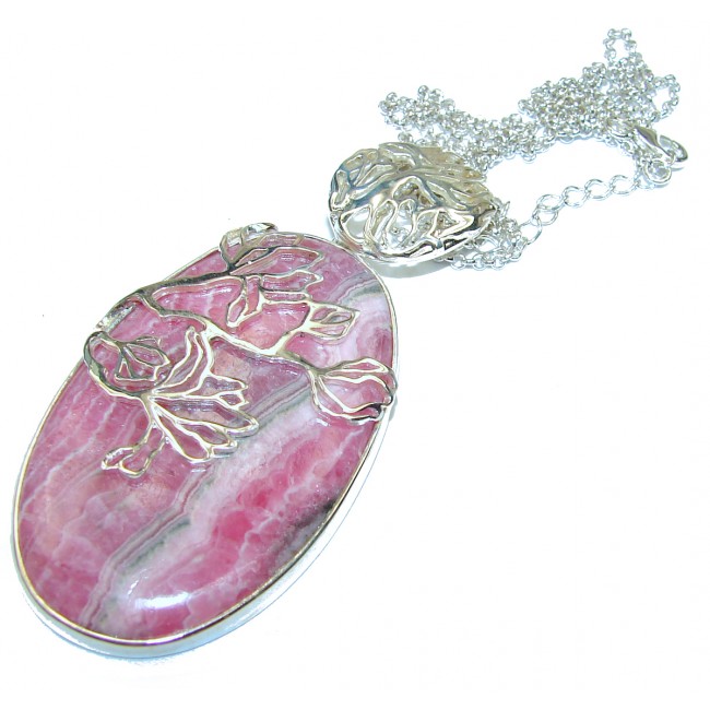 Natural Beauty Argentinian Rhodochrosite .925 Sterling Silver handmade necklace