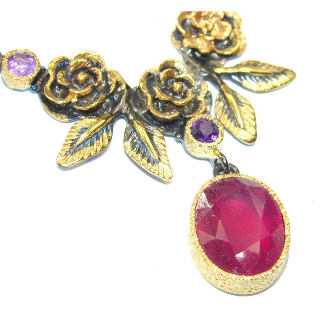 Incredible Authentic Ruby 18K Gold over .925 Sterling Silver necklace