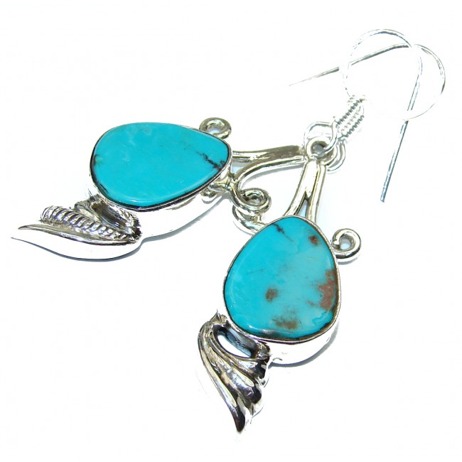 Sleeping Beauty Turquoise .925 Sterling Silver handcrafted Earrings