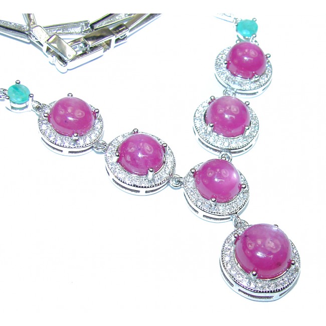 Victorian Style Ruby .925 Sterling Silver handmade necklace