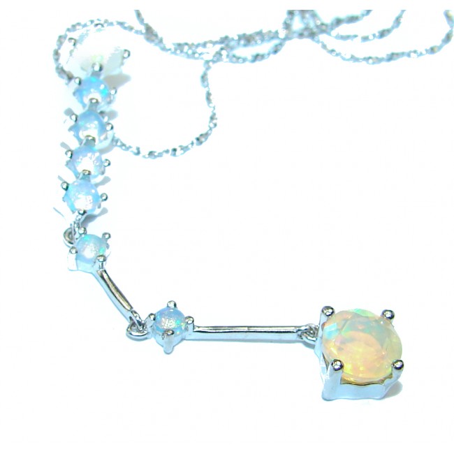 Real Masterpiece Natural Ethiopian Opal .925 Sterling Silver Necklace