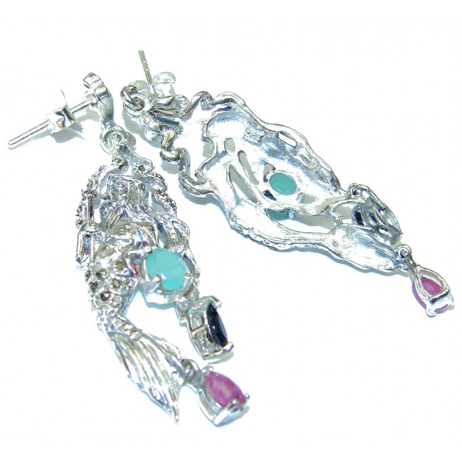 Kind and Queene Ruby Marcasite .925 Sterling Silver earrings