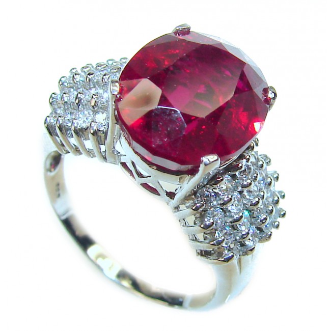 ELECTRICITY FLOW Genuine Ruby .925 Sterling Silver handmade Ring size 7 3/4