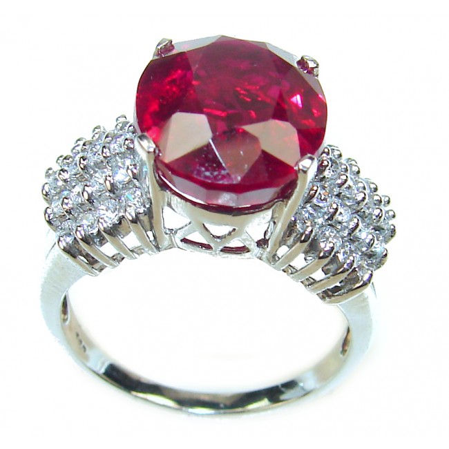 ELECTRICITY FLOW Genuine Ruby .925 Sterling Silver handmade Ring size 7 3/4