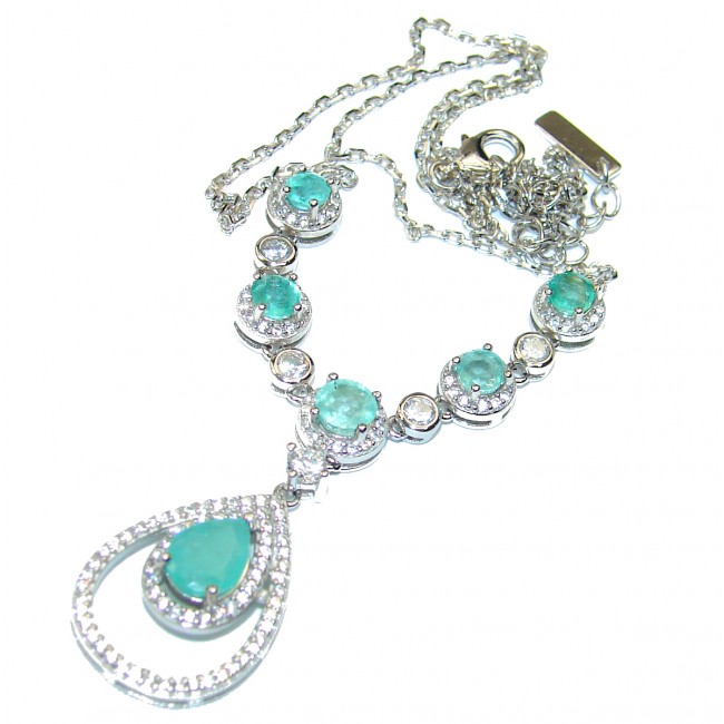 Alessandra 24ct Emerald .925 Sterling Silver handcrafted Statement necklace