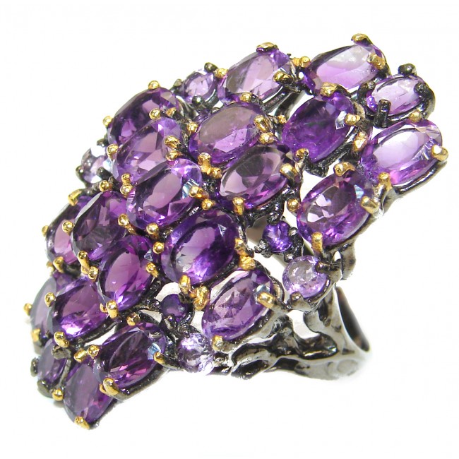 Her Majesty Vintage Style 85.7carat Amethyst .925 Sterling Silver handmade Cocktail Ring s. 8 1/4