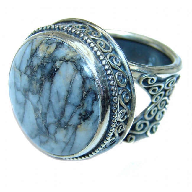 Huge Picasso Jasper .925 Sterling Silver handcrafted ring s. 7