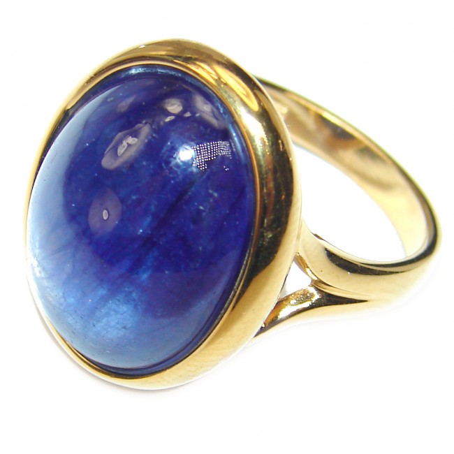 Genuine 46.8ct Sapphire 18K yellow Gold over .925 Sterling Silver handmade Cocktail Ring s. 8