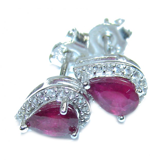 Authentic 7.5 carat Ruby .925 Sterling Silver handcrafted earrings