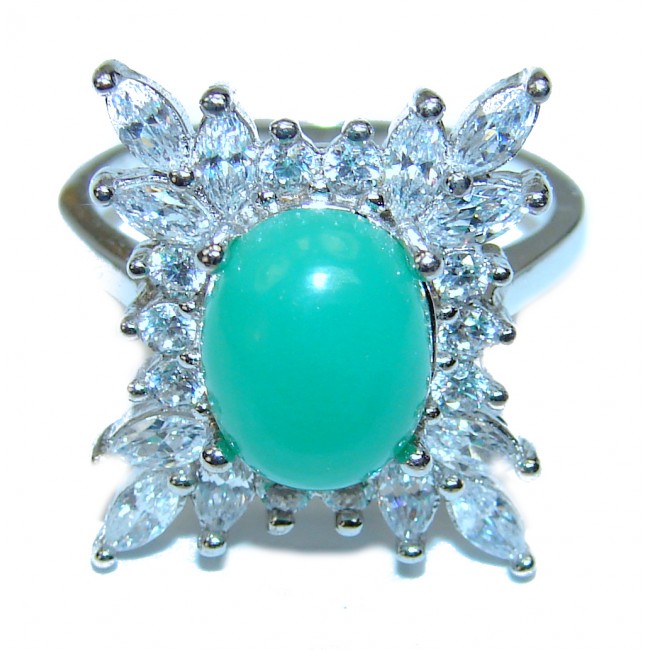 Natural Chrysoprase .925 Sterling Silver handcrafted Ring s. 7 1/4