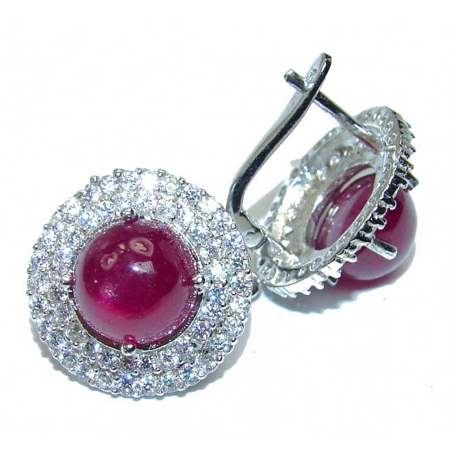 Authentic 11.5carat Ruby .925 Sterling Silver handcrafted earrings