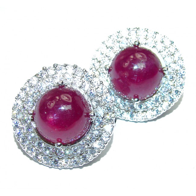 Authentic 11.5carat Ruby .925 Sterling Silver handcrafted earrings