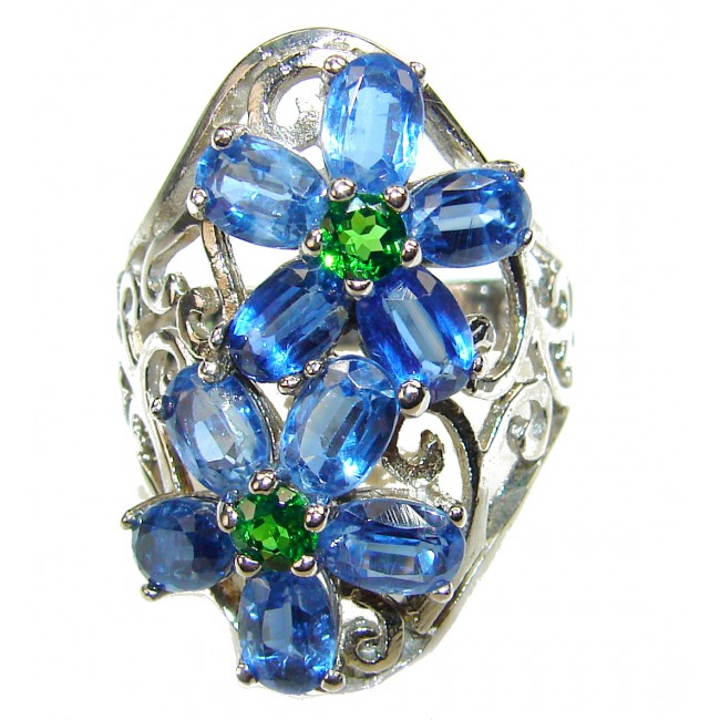 Authentic African Tanzanite Chrome Diopside .925 Sterling Silver handmade Ring s. 8