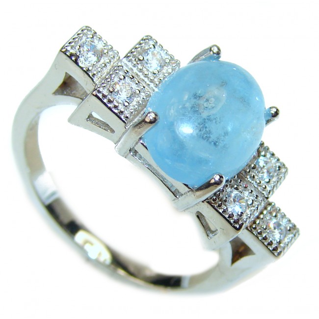 Aquamarine .925 Sterling Silver handmade Ring size 7