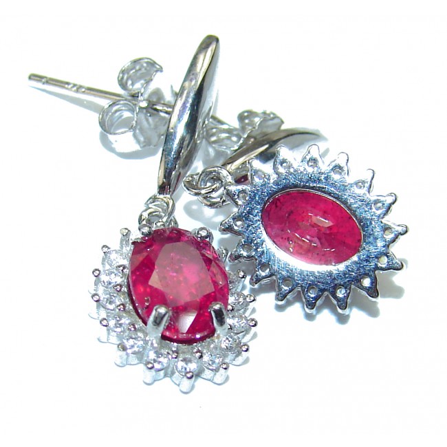 Authentic 6.5carat Ruby .925 Sterling Silver handcrafted earrings