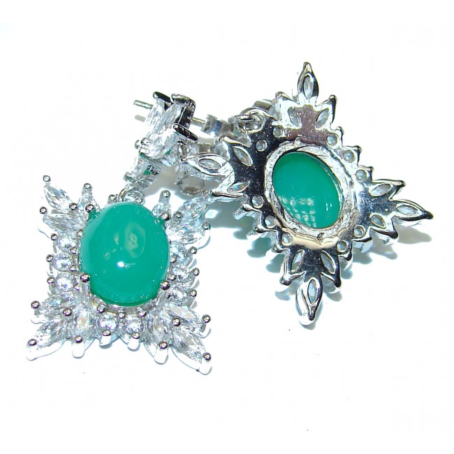 Vintage Style Authentic Chrysoprase .925 Sterling Silver handmade earrings