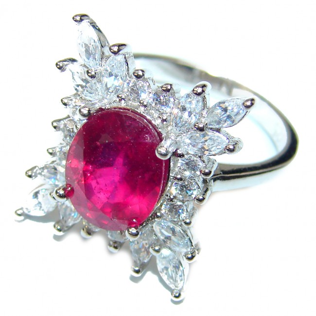Exclusive Genuine Ruby .925 Sterling Silver handmade Ring size 6 1/2