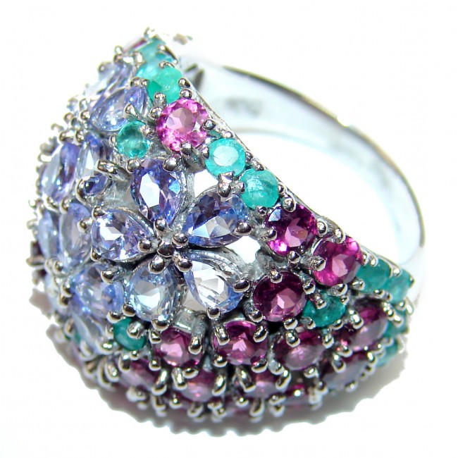 African Tanzanite .925 Sterling Silver handmade Ring s. 7 3/4