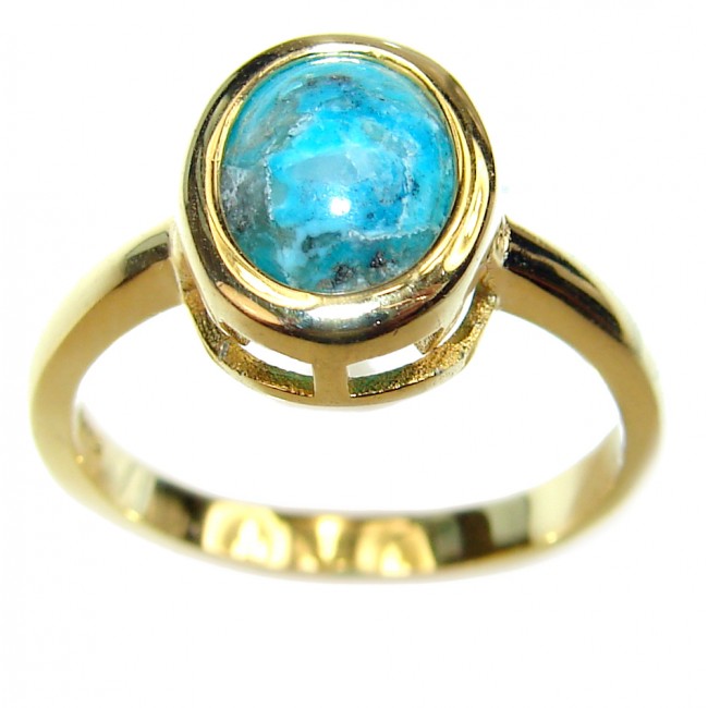 Copper Turquoise 14K Gold over .925 Sterling Silver ring; s. 7 1/4