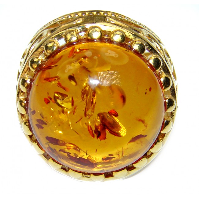Natural Beauty Baltic Amber .925 Sterling Silver ring s. 8 adjustable