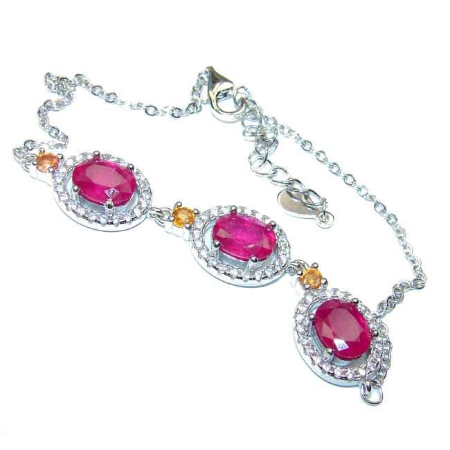 Victorian Style Ruby & yellow Sapphire .925 Sterling Silver Bracelet