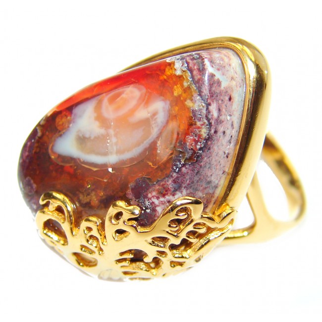 MAJESTIC Mexican Opal 18K Gold over .925 Sterling Silver handcrafted Ring size 8 1/4