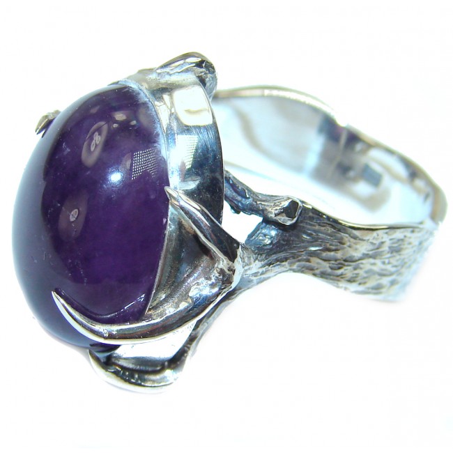 Royal Quality 45.5 carat Amethyst .925 Sterling Silver handcrafted Statement Ring size 9