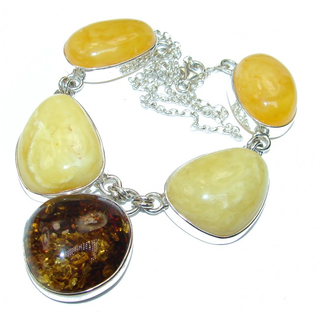 45.8 grams Dazzling quality Natural Baltic Amber .925 Sterling Silver handcrafted necklace