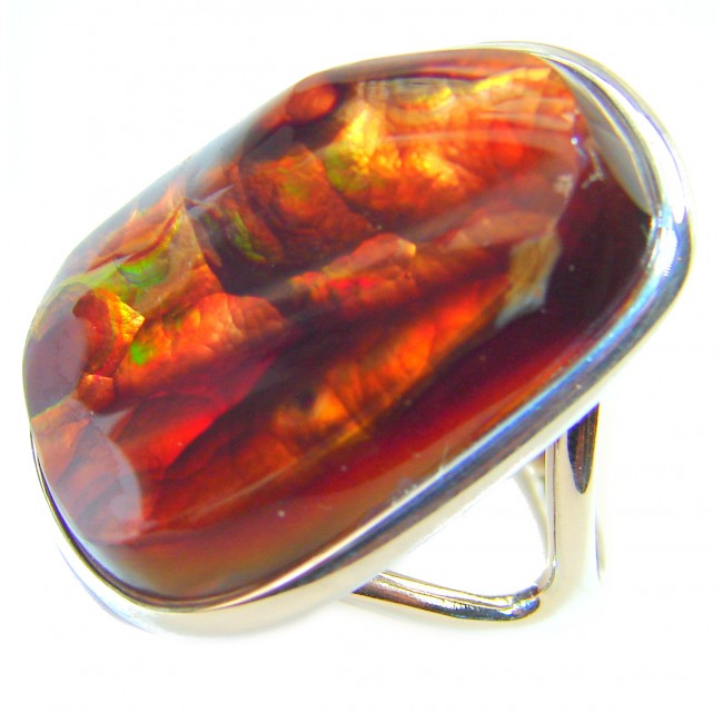 Outstanding Genuine Mexican Fire Agate .925 Sterling Silver handmade ring size 6