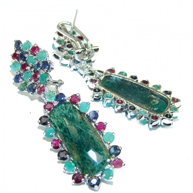 Green Ivy LARGE quality Emerald .925 Sterling Silver handcrafted LARGE earrings