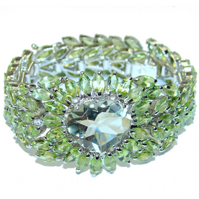 My heart Green Amethyst Peridot .925 Sterling Silver handmade Bracelet