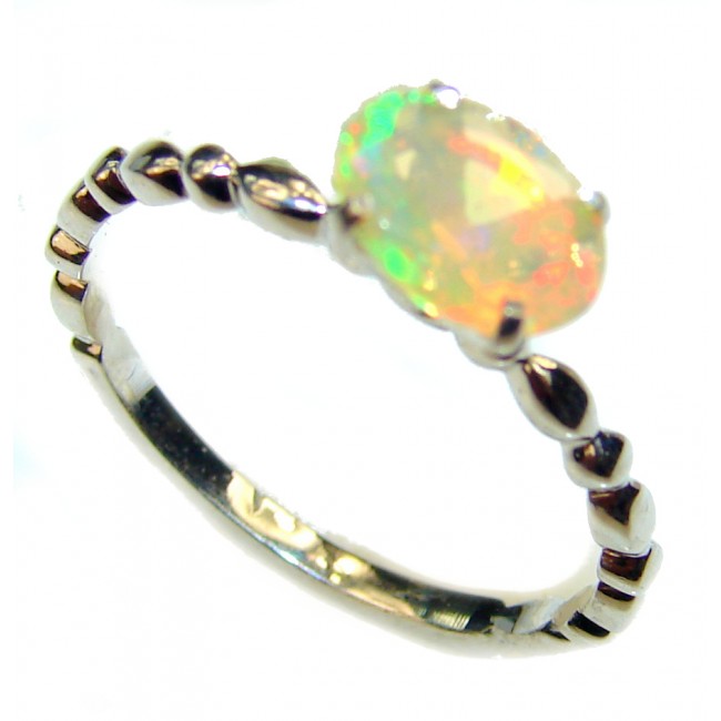 Ethiopian Opal .925 Sterling Silver handmade Statement ring s. 7 3/4
