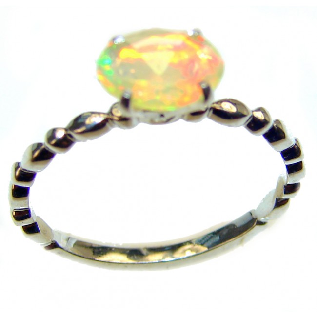 Ethiopian Opal .925 Sterling Silver handmade Statement ring s. 7 3/4