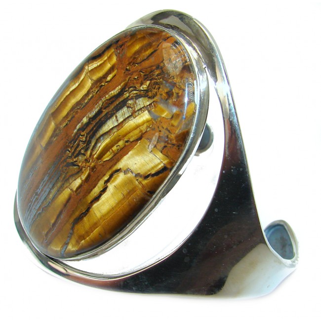 Simply Gorgeous Golden Tigers Eye highly polished .925 Sterling Silver Bracelet / Cuff