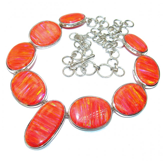Bohemain Style Exclusive Fire Japanese Opal .925 Sterling Silver handmade Necklaces