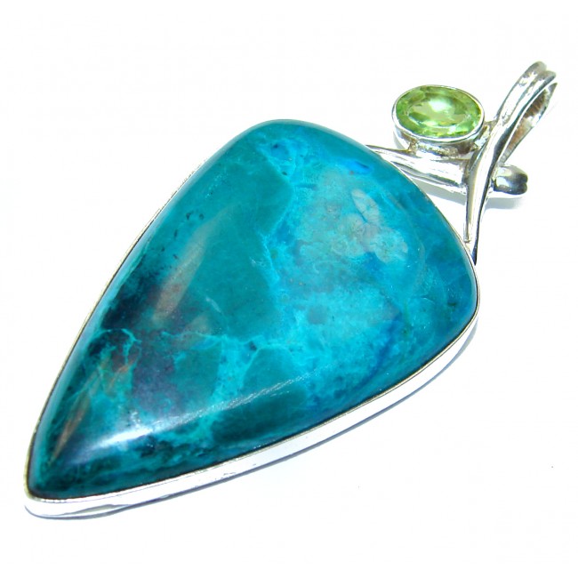 Authentic Chrysocolla .925 Sterling Silver handcrafted Pendant