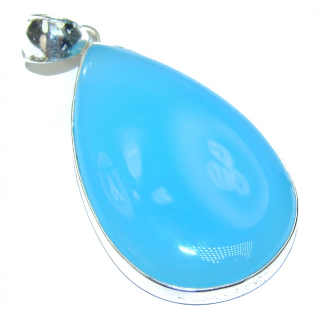 Natural huge best quality Chalcedony Agate .925 Sterling Silver handmade Pendant