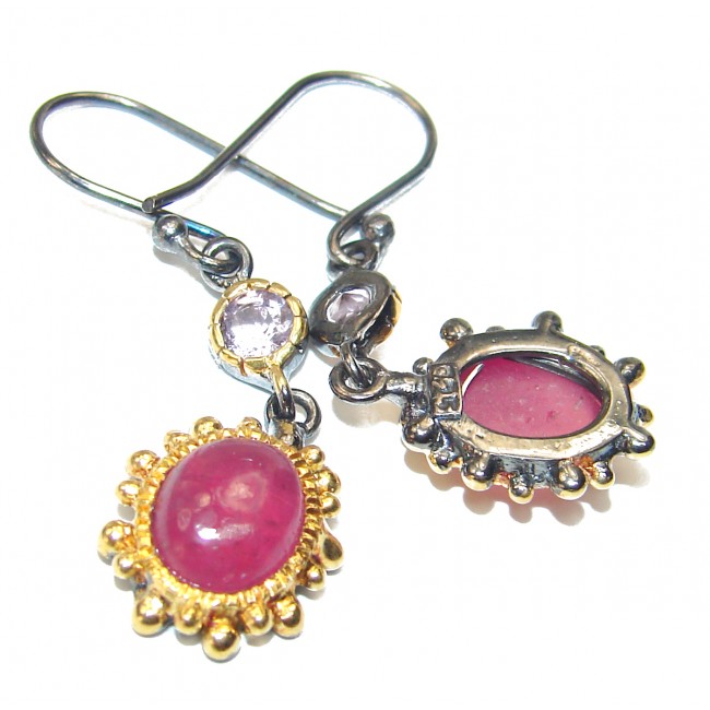 Incredible quality Ruby .925 Sterling Silver handcrafted LONG earrings