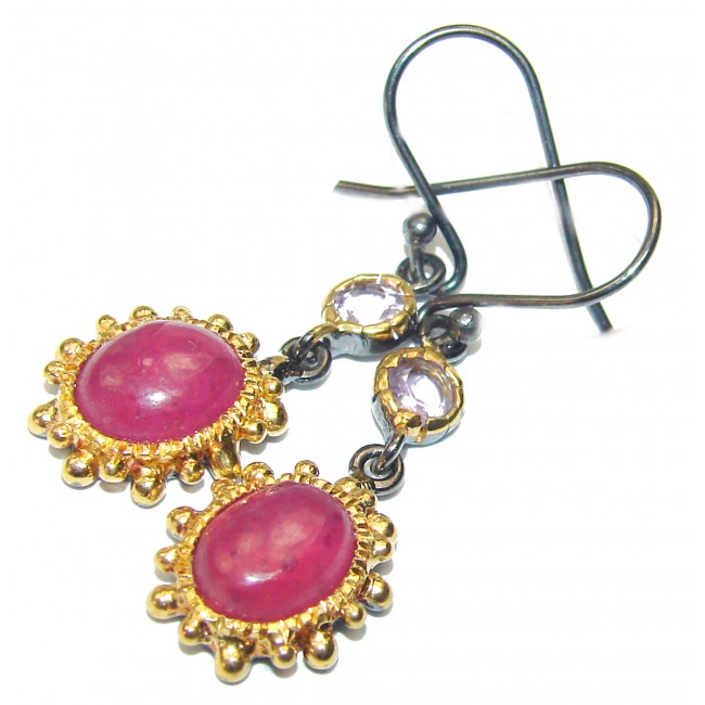 Incredible quality Ruby .925 Sterling Silver handcrafted LONG earrings