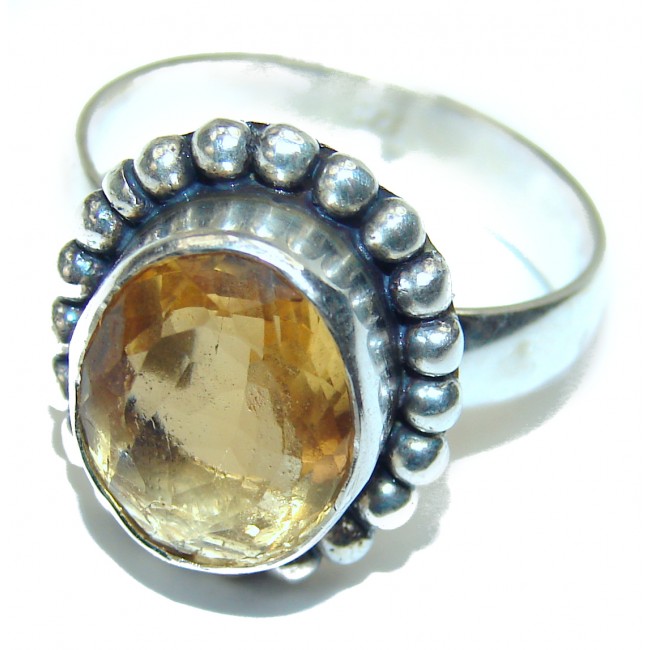 Cocktail Style Natural Citrine .925 Sterling Silver handcrafted Ring s. 9