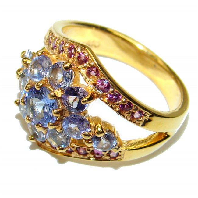 African Tanzanite 18K Gold over .925 Sterling Silver handmade Ring s. 7 3/4